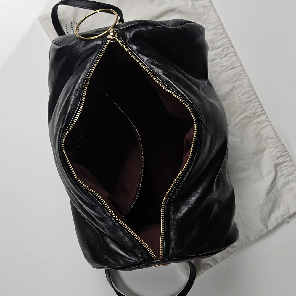 Stella McCartney Alter Nappa Weekend Travel Crossbody Duffle Bag Black Gold - Picture 8 of 13